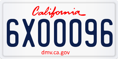 CA license plate 6XOO096