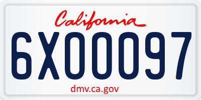 CA license plate 6XOO097