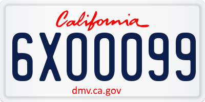 CA license plate 6XOO099