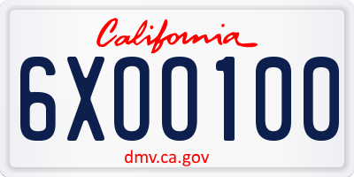 CA license plate 6XOO100