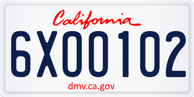 CA license plate 6XOO102