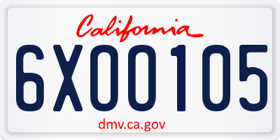CA license plate 6XOO105