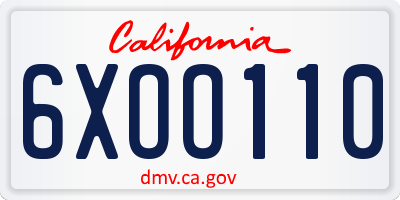 CA license plate 6XOO110