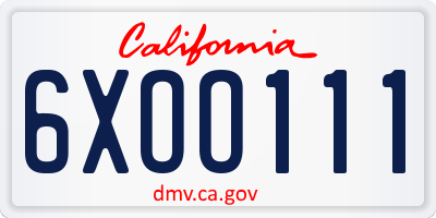 CA license plate 6XOO111