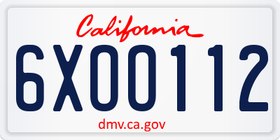CA license plate 6XOO112