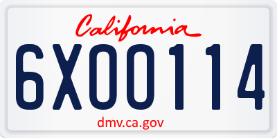 CA license plate 6XOO114