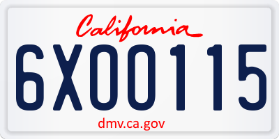 CA license plate 6XOO115