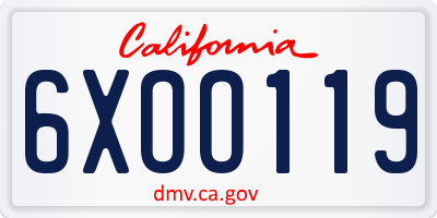 CA license plate 6XOO119