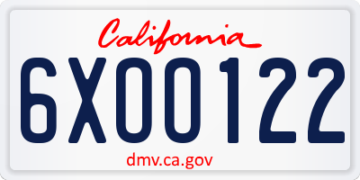 CA license plate 6XOO122