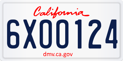 CA license plate 6XOO124