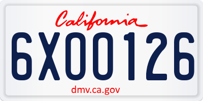CA license plate 6XOO126
