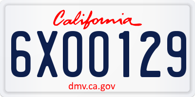 CA license plate 6XOO129