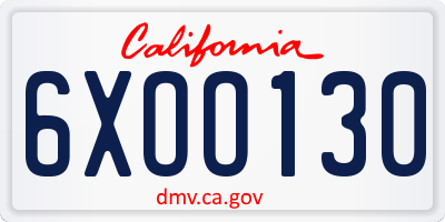 CA license plate 6XOO130