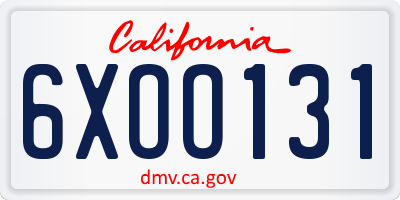 CA license plate 6XOO131