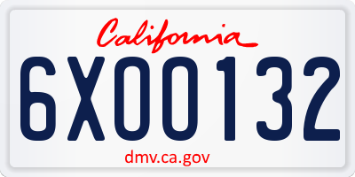 CA license plate 6XOO132
