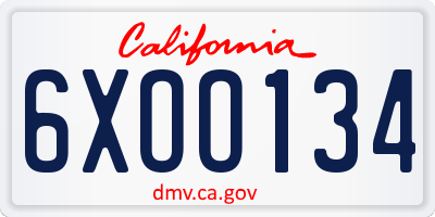 CA license plate 6XOO134