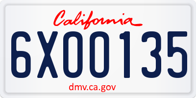 CA license plate 6XOO135