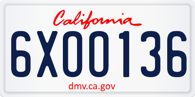 CA license plate 6XOO136