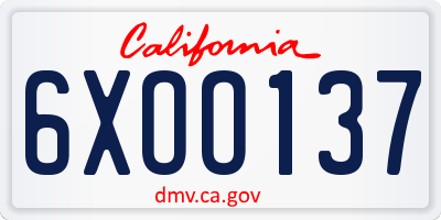 CA license plate 6XOO137