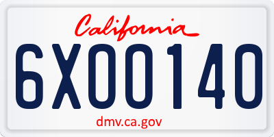 CA license plate 6XOO140
