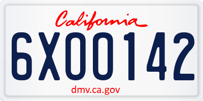 CA license plate 6XOO142