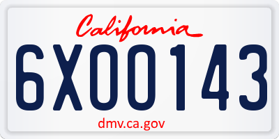 CA license plate 6XOO143
