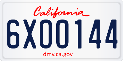 CA license plate 6XOO144