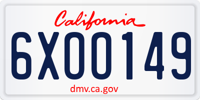 CA license plate 6XOO149