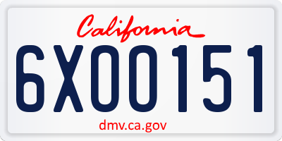 CA license plate 6XOO151