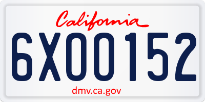 CA license plate 6XOO152