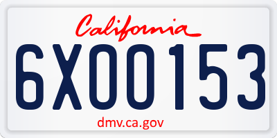 CA license plate 6XOO153