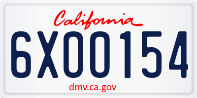 CA license plate 6XOO154