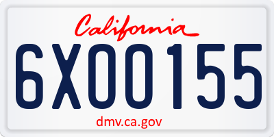 CA license plate 6XOO155