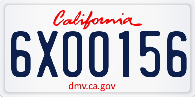 CA license plate 6XOO156