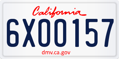 CA license plate 6XOO157