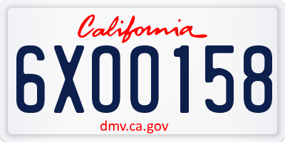 CA license plate 6XOO158