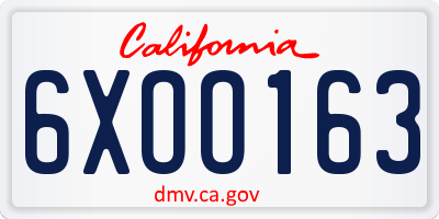 CA license plate 6XOO163