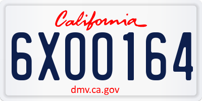CA license plate 6XOO164