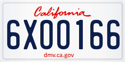 CA license plate 6XOO166