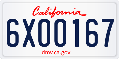 CA license plate 6XOO167