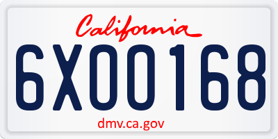 CA license plate 6XOO168