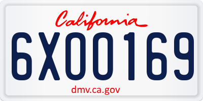CA license plate 6XOO169