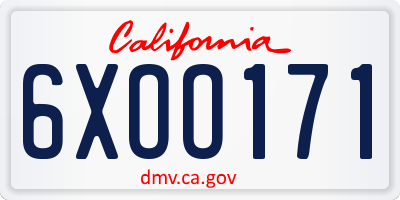 CA license plate 6XOO171