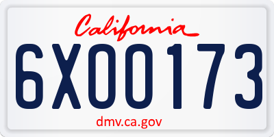 CA license plate 6XOO173