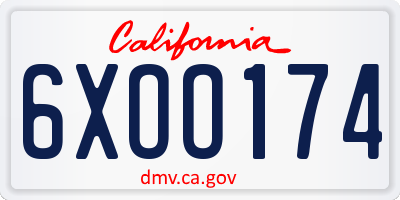 CA license plate 6XOO174