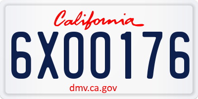 CA license plate 6XOO176