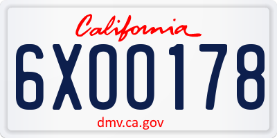 CA license plate 6XOO178
