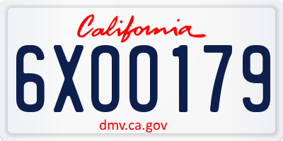 CA license plate 6XOO179