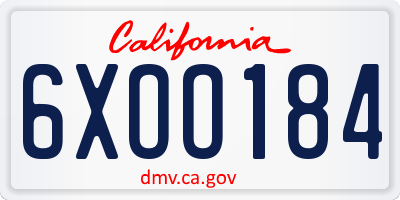 CA license plate 6XOO184