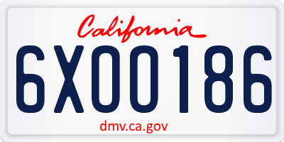 CA license plate 6XOO186
